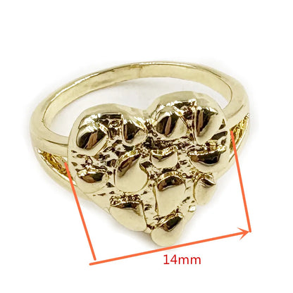 14k Gold Plated Nugget Heart Ring