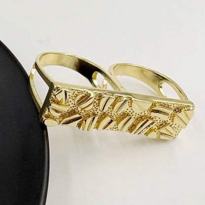 14K Gold Platted Nugget Double Ring
