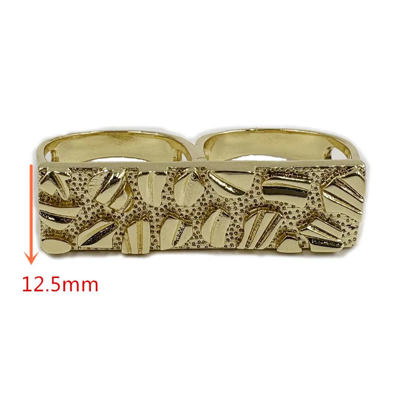 14K Gold Platted Nugget Double Ring