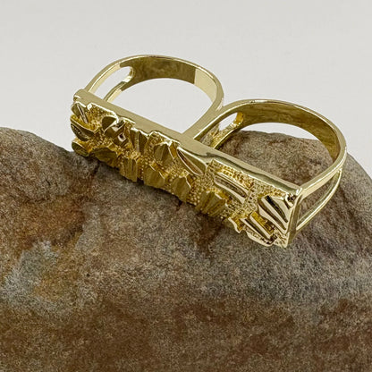 14K Gold Platted Nugget Double Ring