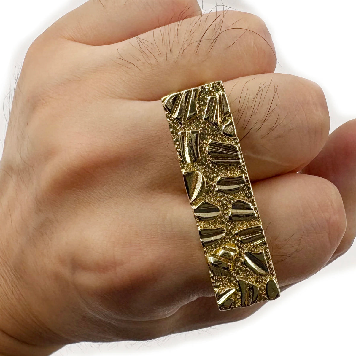 14K Gold Platted Nugget Double Ring