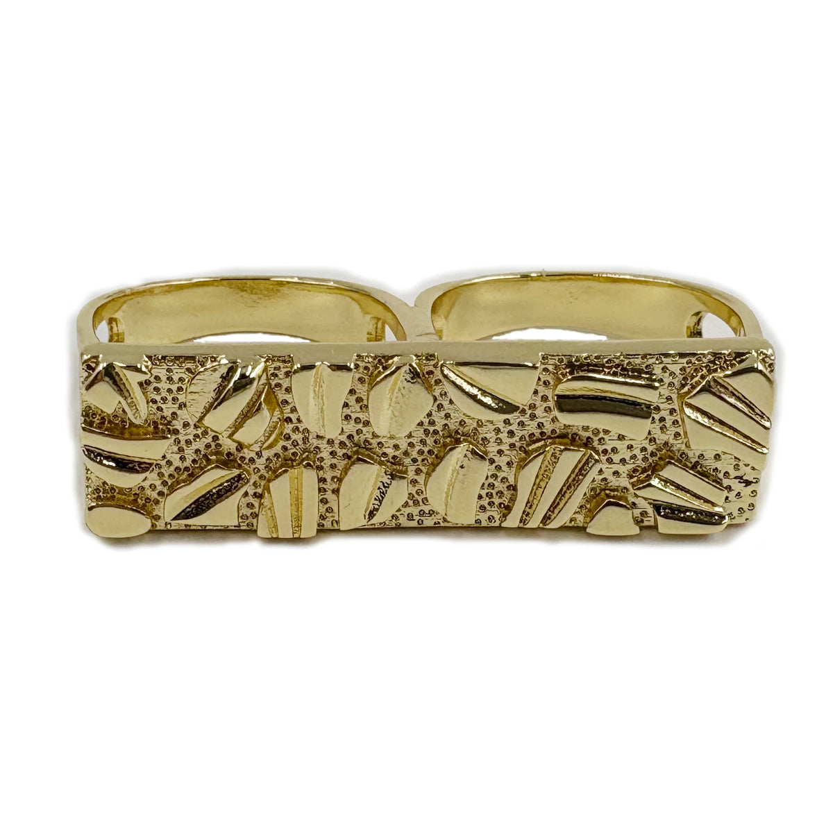 14K Gold Platted Nugget Double Ring