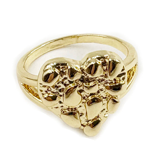 14k Gold Plated Nugget Heart Ring