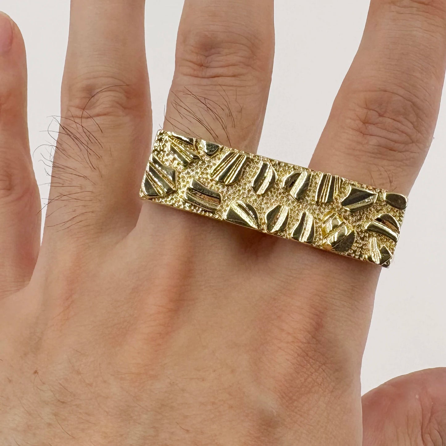 14K Gold Platted Nugget Double Ring