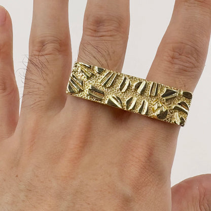 14K Gold Platted Nugget Double Ring