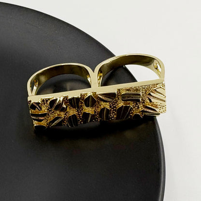 14K Gold Platted Nugget Double Ring