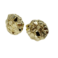 14k Gold Plated Round Nugget Stud Earrings (12mm,10mm)